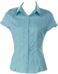 Blue Short Sleeve Front Button Shirt Large, Women's Juniors