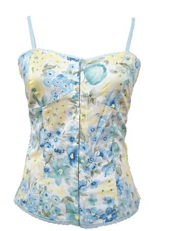 Blue Floral Print Corset Top Medium