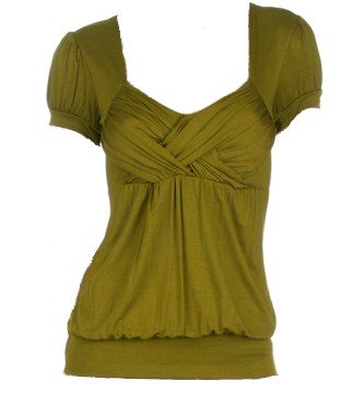 Olive Cross Front Cap Sleeve Top Large