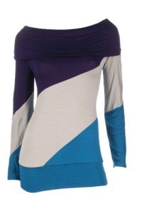 Multi Color Off Shoulder Long Sleeves Top Large