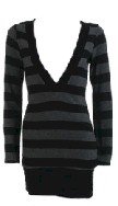 Black Stripe Deep V-Neck Long Sleeve Sweater Large