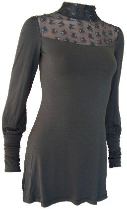 Olive Victorian Turtleneck Top Small