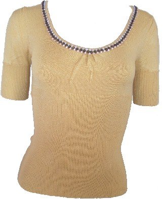 Mustard Beaded Sweetheart Knit Top Small