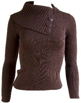 Brown Flap Over Button Sweater Small