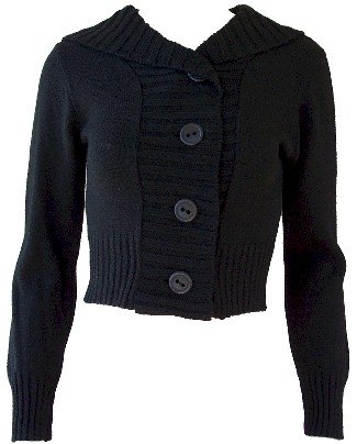 Black Button Hoodie Sweater Large