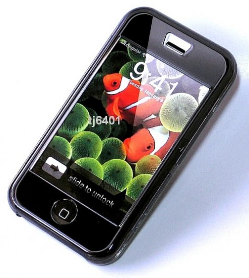 Iphone ipod Touch Hard Crystal Clear Case (Grey- Black) + Belt Clip