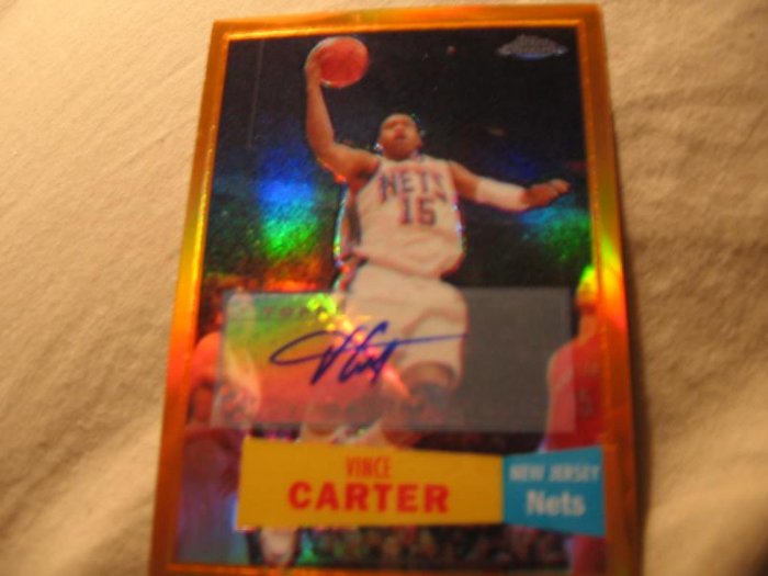 07-08 Topps Chrome Vince Carter Orange Refractor Auto /25