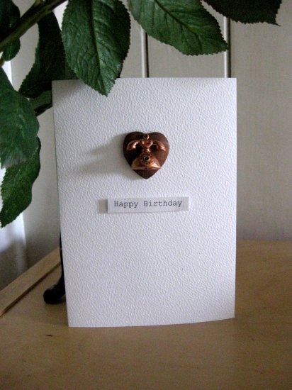 Handmade Card - Telephone charm on wooden heart