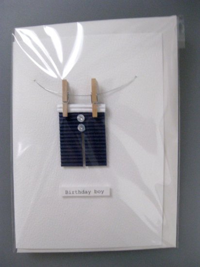 Handmade Card - Blue boxers on Washing Line - Birthday Boy
