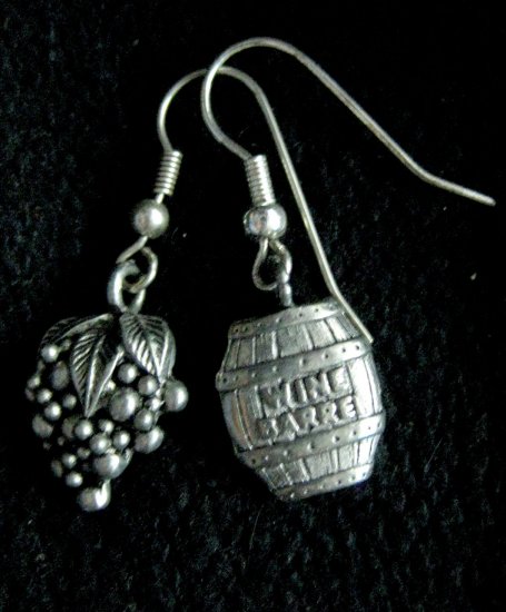Handmade Earrings - Barrel and Grape Charms