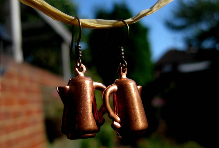 Handmade Earrings - Vintage coffee Pot Charms!