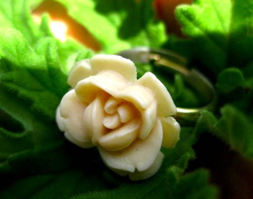 Handmade Ivory Rose Ring
