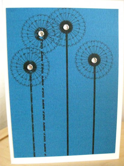Handmade Card - Bright Blue Dandelions