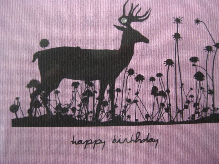 Handmade Card - Happy Birthday - Pale Pink Deer in Flowers