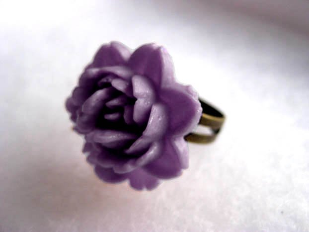 Handmade Dusty Lilac Rose Ring