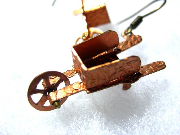 Handmade Vintage Wheelbarrow Earrings