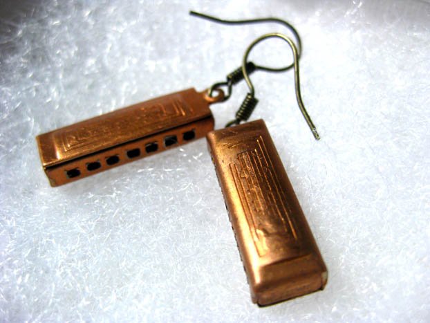 Handmade Vintage Harmonica Earrings