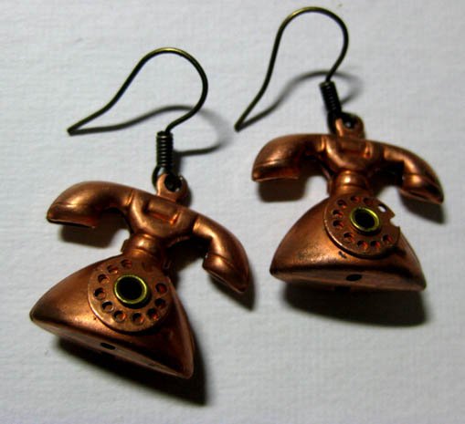 Handmade Telephone Charm Earrings