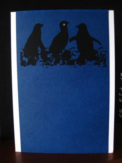 Handmade Card - Blue Penguins