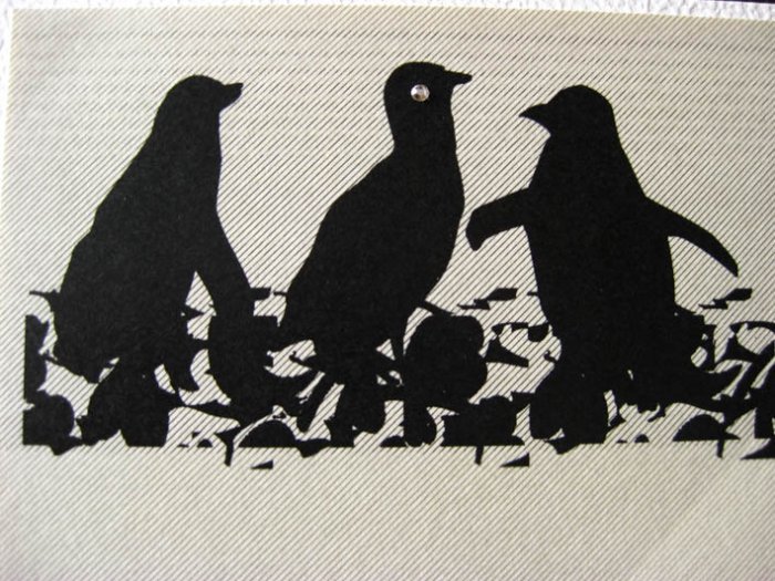 Handmade Card - Cream Penguins