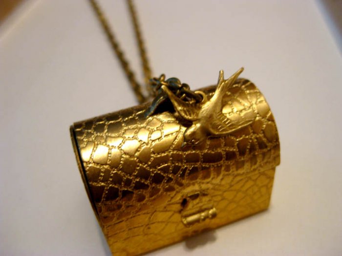 Handmade Necklace - Suitcase & Swallow