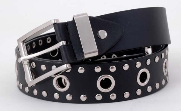 Black Leather Fashion Western Belt Silver Studs 40" M