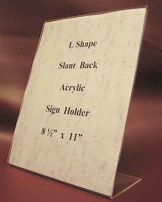 L Shape Slant Back Acrylic Sign Holders 8.5" x 11" 10 Lot