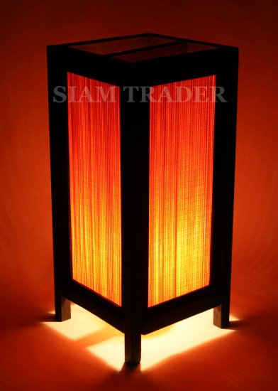 BAMBOO AND RED THREAD THAI HANDMADE WOODEN LAMP