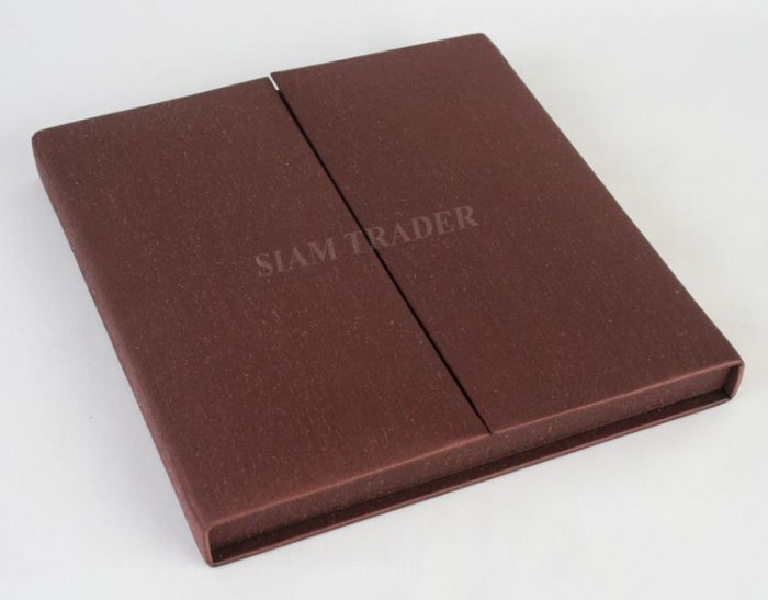 Wedding Invitation Box - 100% Thai Silk - Chocolate - GateFold