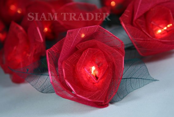 35 Bulb Red Rose Flower Party / Christmas String Lights