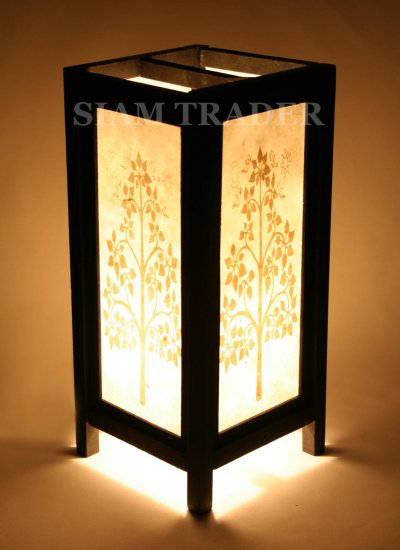 GOLDEN THAI PHO TREE SAA PAPER HANDMADE WOODEN LAMP