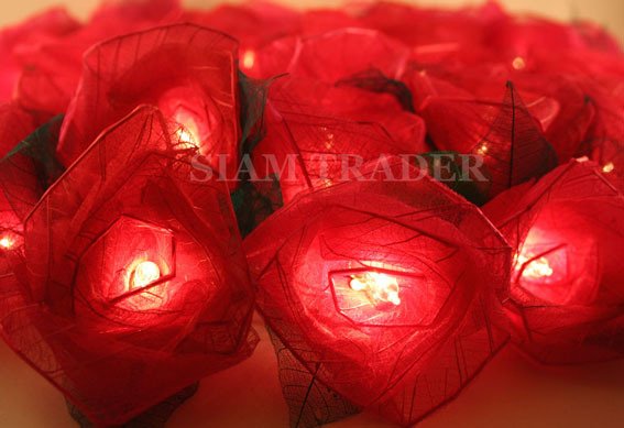 4 Sets of Red Rose Flower Party / Christmas String Lights