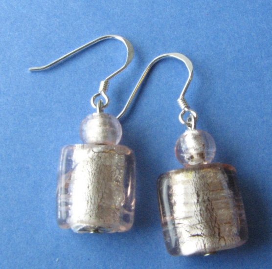 Simply Pink Glass Earrings with Sterling Silver Wires