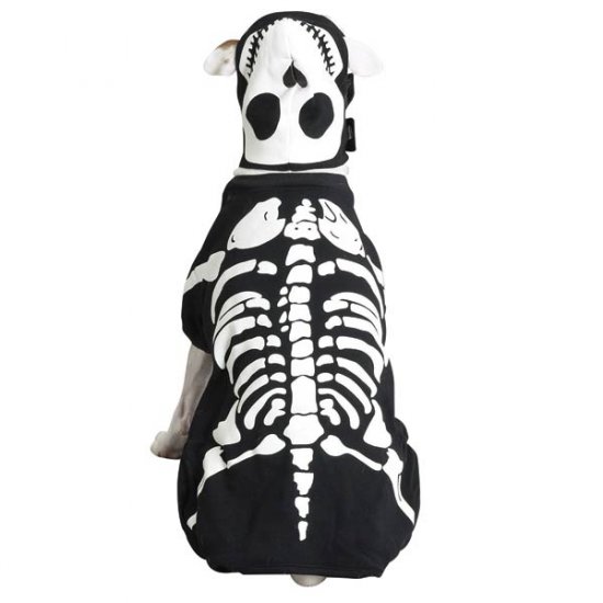SMALL Glowing Boney Dog Halloween Costume Pet Bones Skeleton Spooky Glow in the Dark