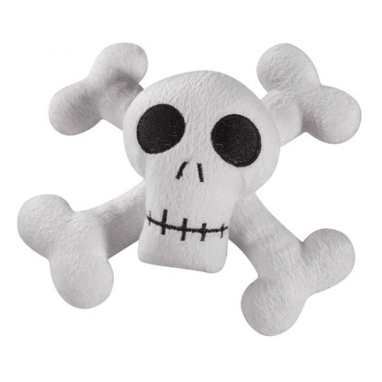 Zanies Kooky Spooky Skull & Cross Bones Laughing Plush Dog Toy - Large