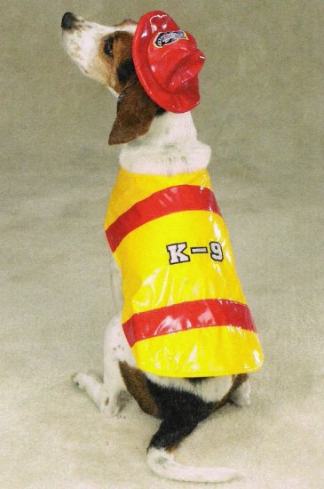 X-SMALL Fire Chief Pup Halloween Pet Costume Fireman's Dog hat and jacket