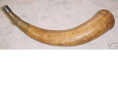 c. 1777 Revolutionary War Military Carved Powder Horn Folk Art Signed by Alick B Weas, Londonderry