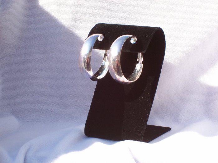 Large Silver Alloy Hoop Fashion Earrings 35mm
