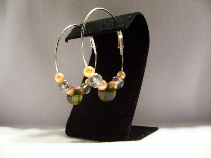 Silver Hoop w/ Beads Fashion Earrings 45mm