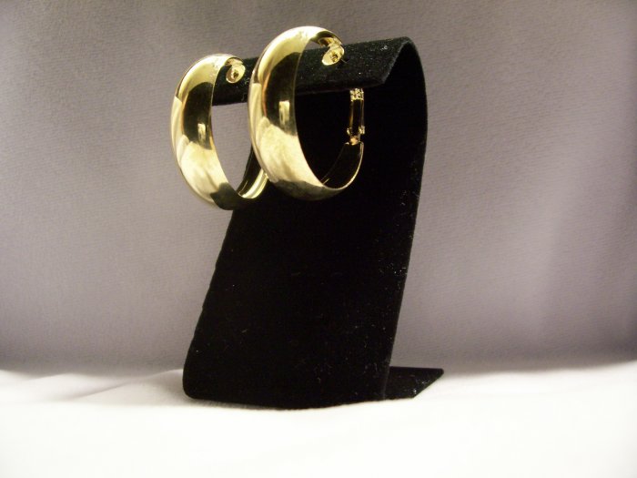 Large Yellow Gold Alloy Hoop Fashion Earrings 35mm