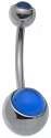 316L Stainless Steel Belly Ring with Double Cobalt Blue Kaleidoscopic Cabochons
