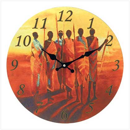 Masai Hunters Wall Clock