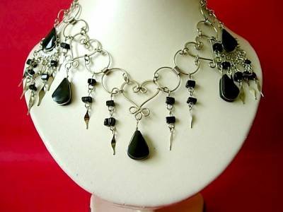 black onyx necklace and earring set