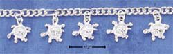 Sterling Silver Turtles Charm Anklet