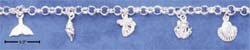 Sterling Silver Shell And Sea Creatures Charm Anklet