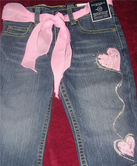 SONOMA Girls Denim Capris w Belt Sz 4 NWT FREE SHIPPING!!