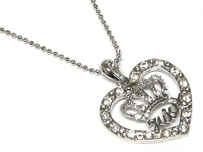 Juicy Couture Crystal Crown and Heart Necklace