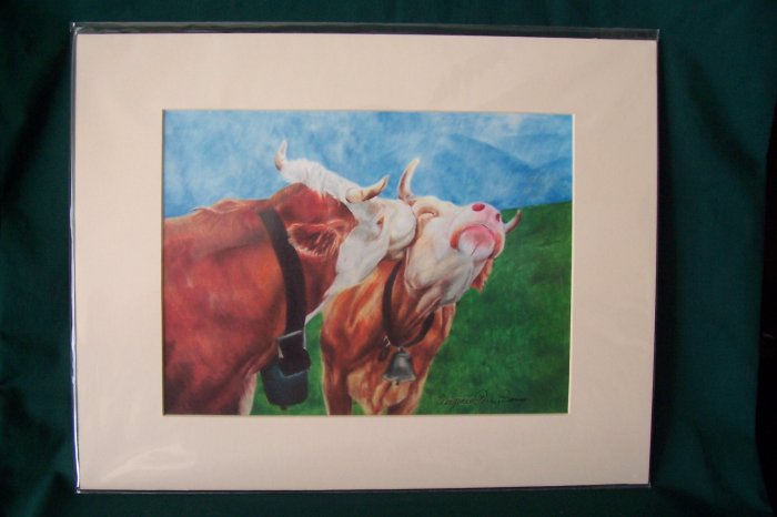 Cows by Virginia Perry-Unger - Ready to Frame Print : 11" x 14"