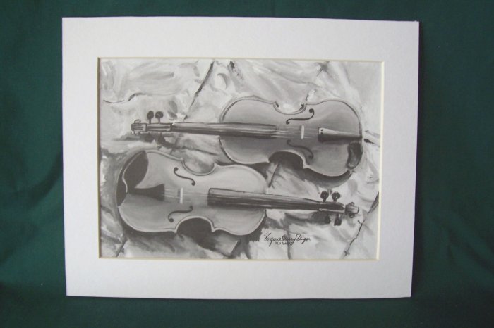 Two Violins by Virginia Perry-Unger - Ready to Frame Print : 8" x 10"