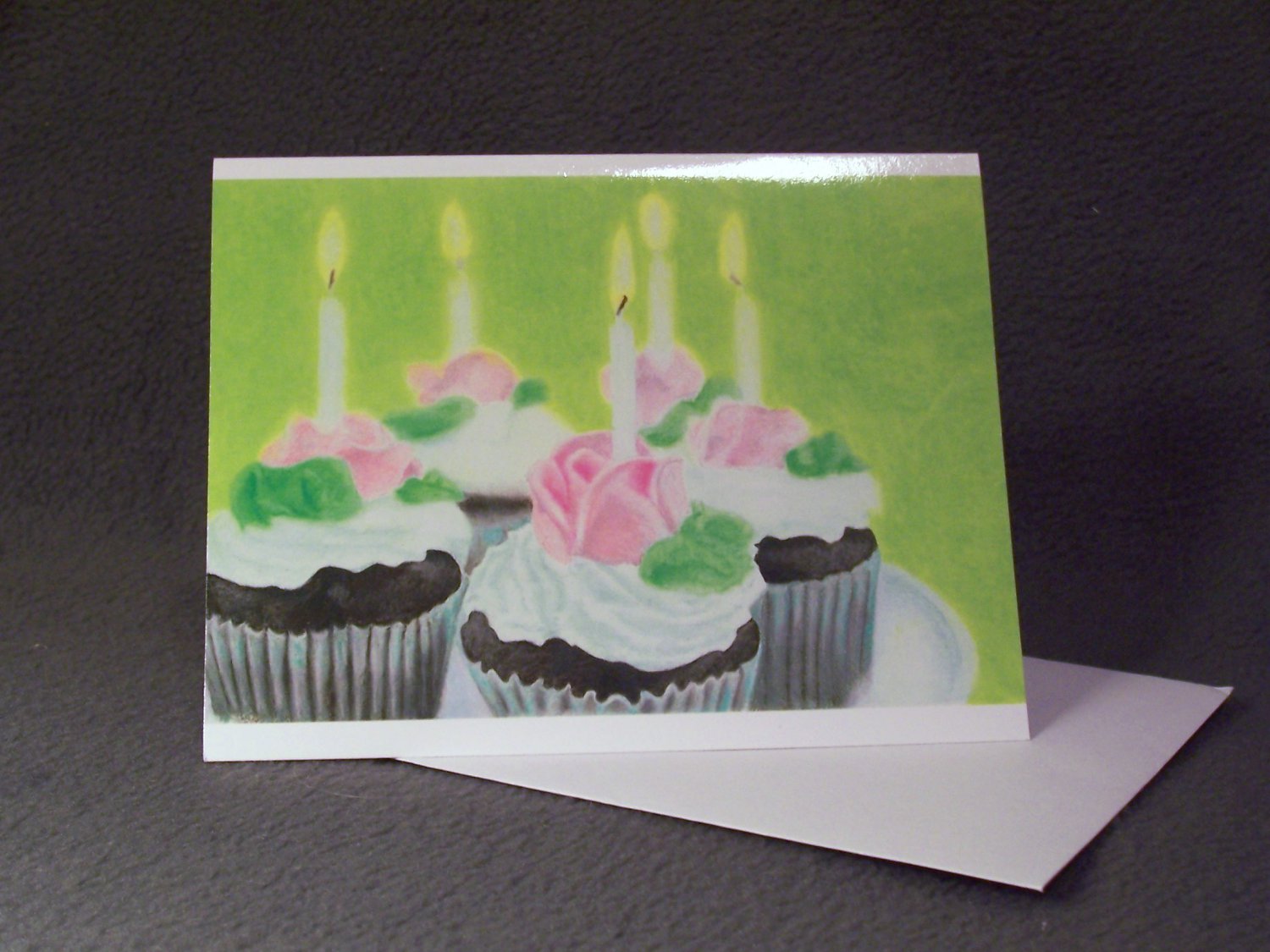 4 Blank Birthday Greeting Cards Notecards- "Make A Wish"- Colored Pencil Artwork